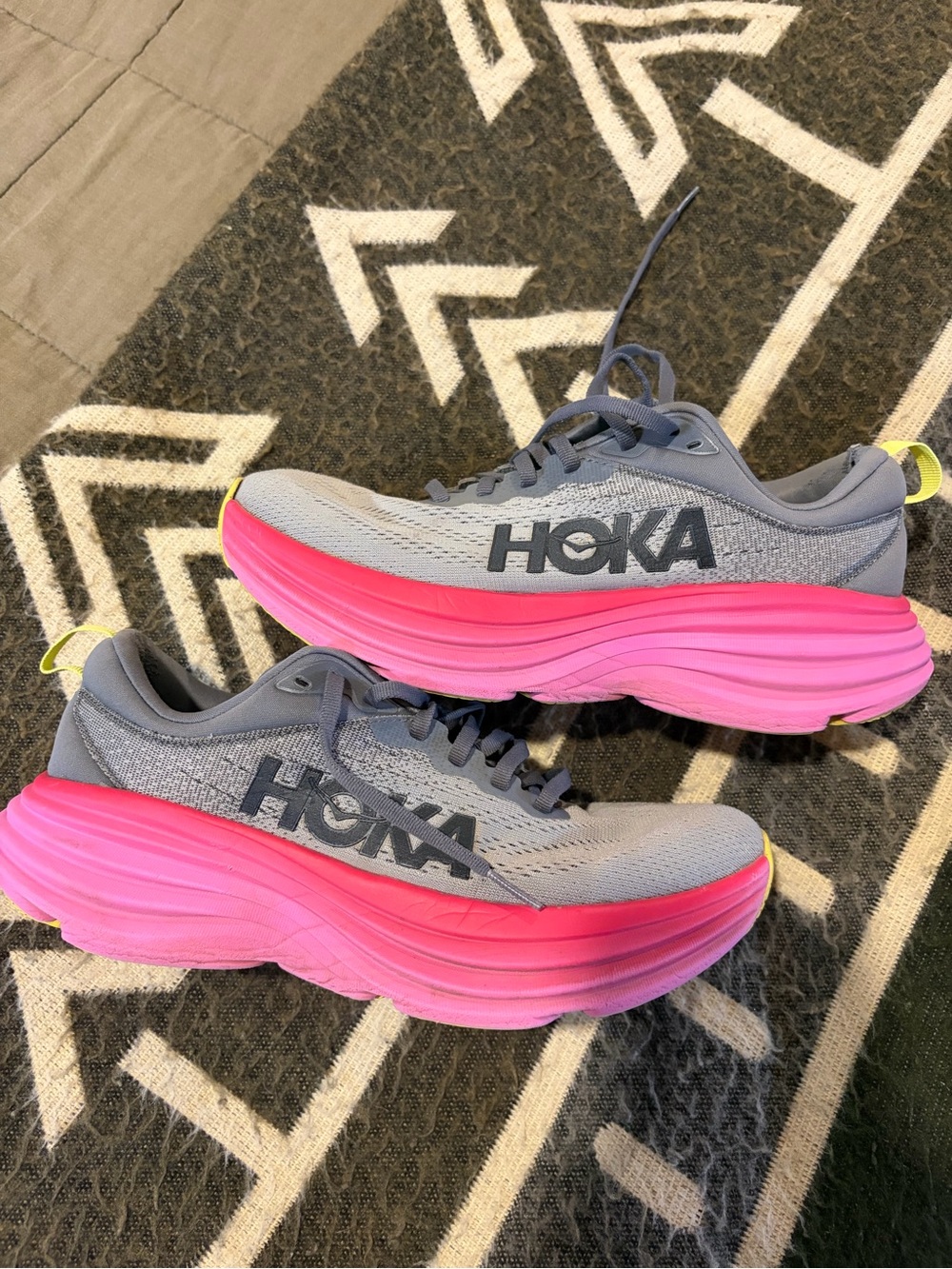 Hoka Women's Gray and Pink Athletic Running Shoes